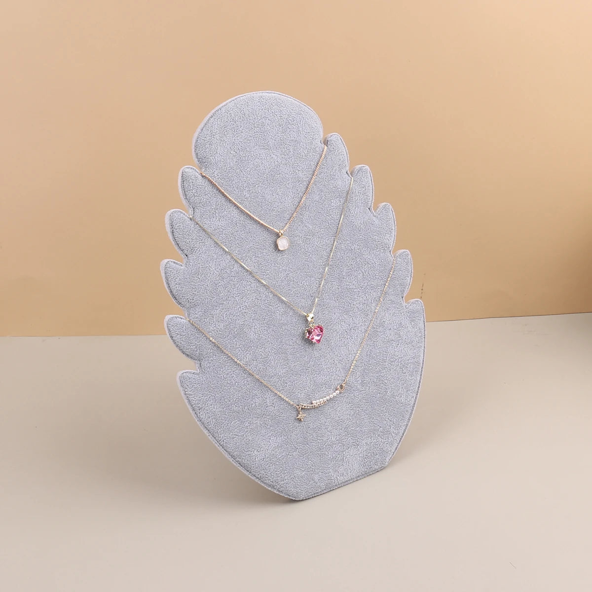 Présentoir Collier Velours Feuille Plat