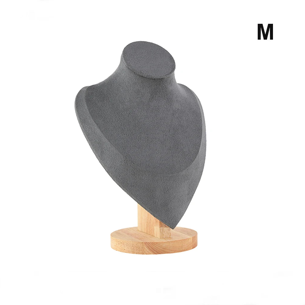 Buste Bijoux Velours Base Bois Mannequin