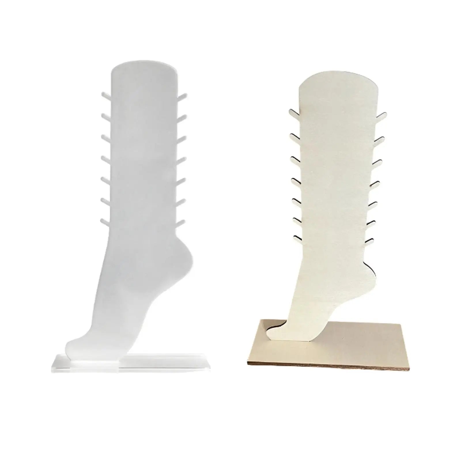 Présentoir bracelet cheville forme de pied (acrylique, bois)