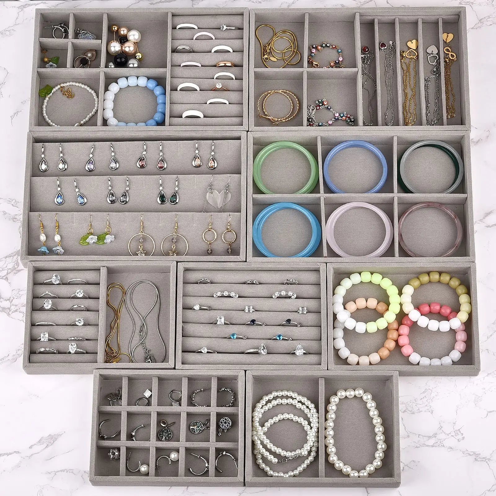 Plateau Bijoux Velours Empilable Multifonctions