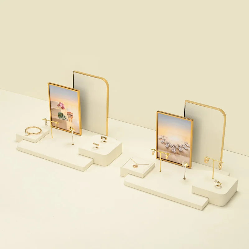 Présentoir Bijoux Velours Beige Vitrine Boutique