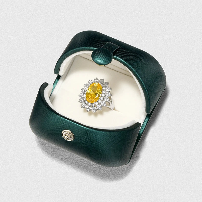 Boîte Bijoux Cuir Vert Mariage Premium