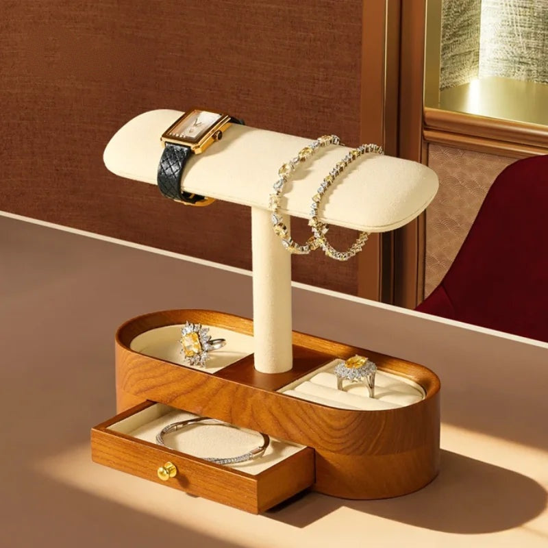 Présentoir Montre Bois de Luxe Barre T ou Support à Coussin