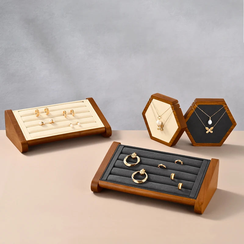 Présentoir Bague Bois Boucle d'Oreille Vitrine