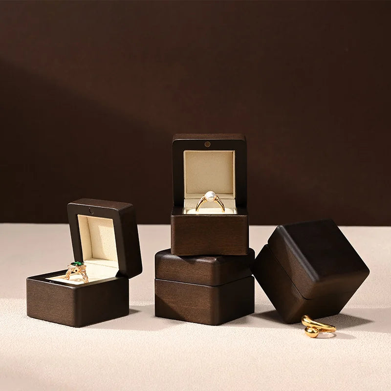 Boîte Bague Bois Mariage Fiançailles Cadeau