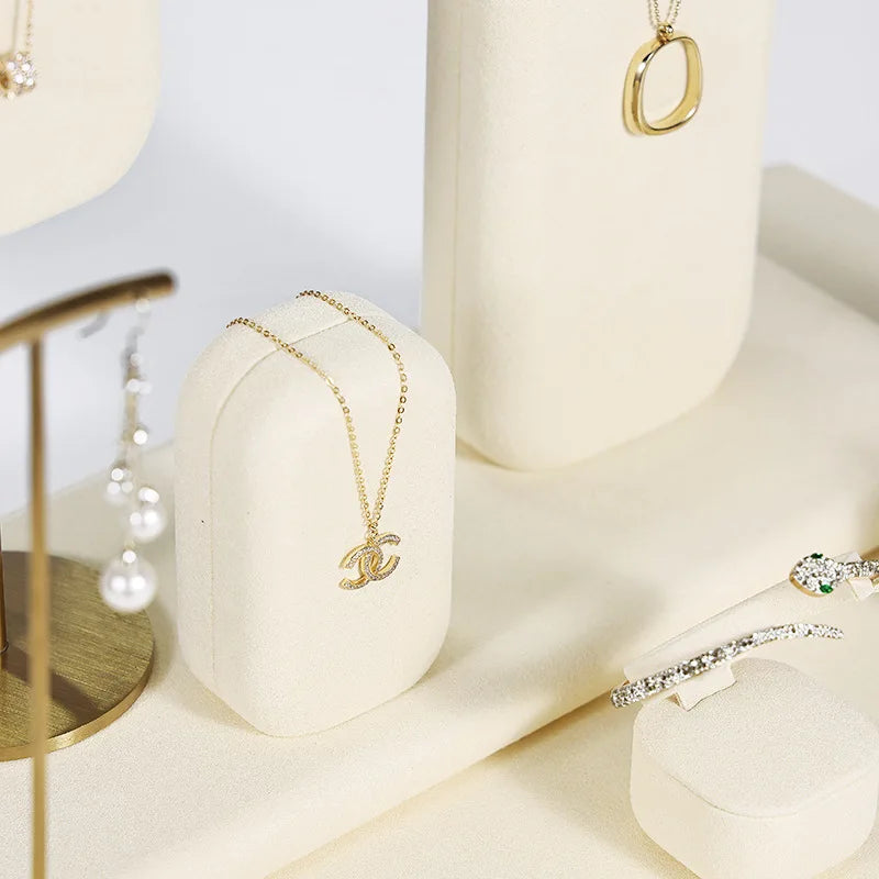 Présentoir Bijoux Daim Beige Multifonction