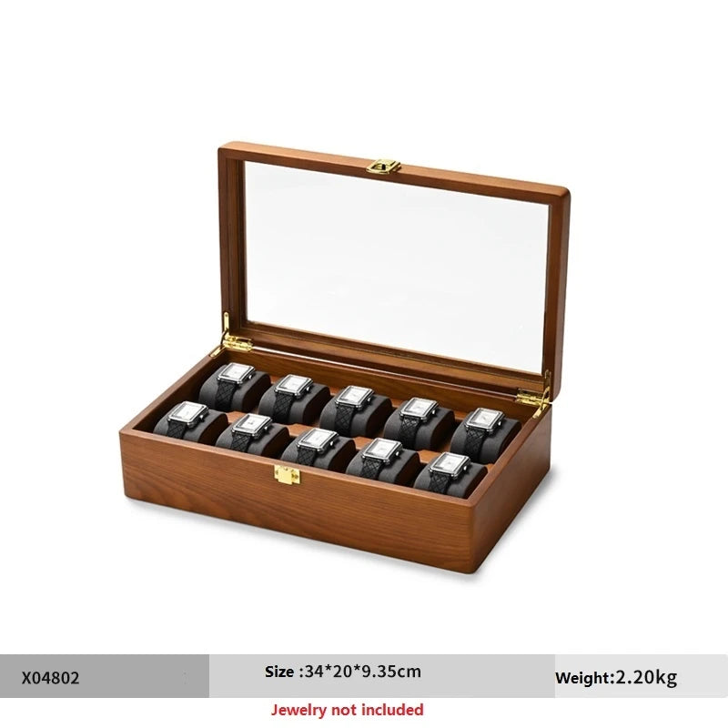 Boite Montre Bois 10 Grilles Vitrine Homme Femme