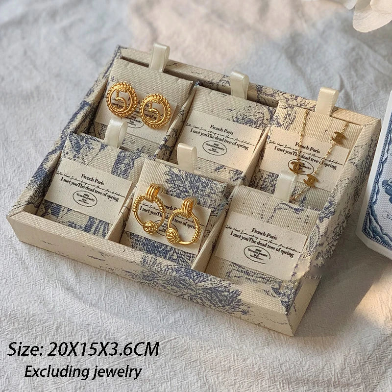 Présentoir Bijoux Bois Velours Rétro Comptoir