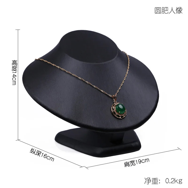Buste Bijoux Cuir Noir Modulable Vitrine