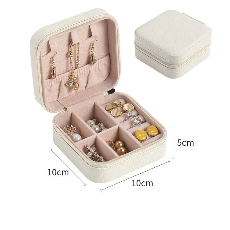 Boîte à Bijoux Cuir Ronde Voyage Compacte