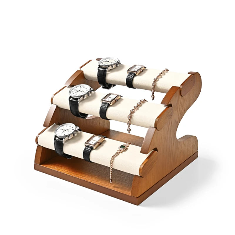 Présentoir Montre Bois 3 Couches Grande Capacité