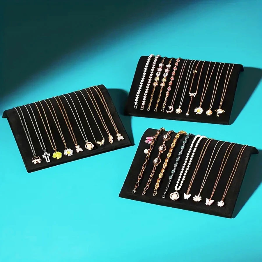 Présentoir Collier Vitrine Velours Noir Premium