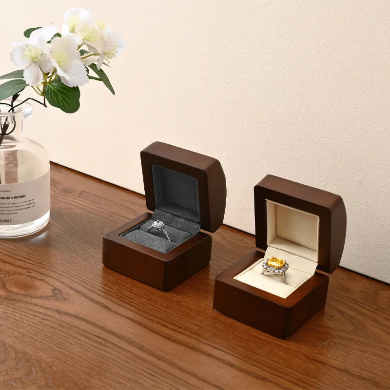 Boîte Bague Bois Mariage Fiançailles Organisatrice