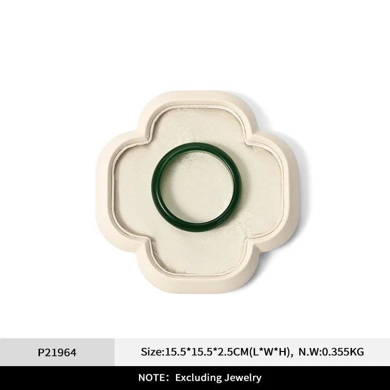 Plateau Bijoux Velours Beige Style Chinois