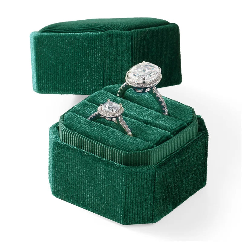 Boite Bagues Velours Mariage 3 Compartiments