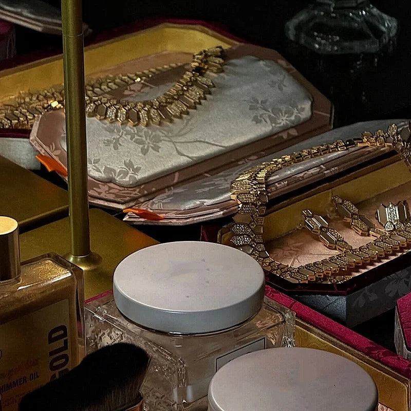 Plateau Bijoux Velours Brocart Palais Vintage
