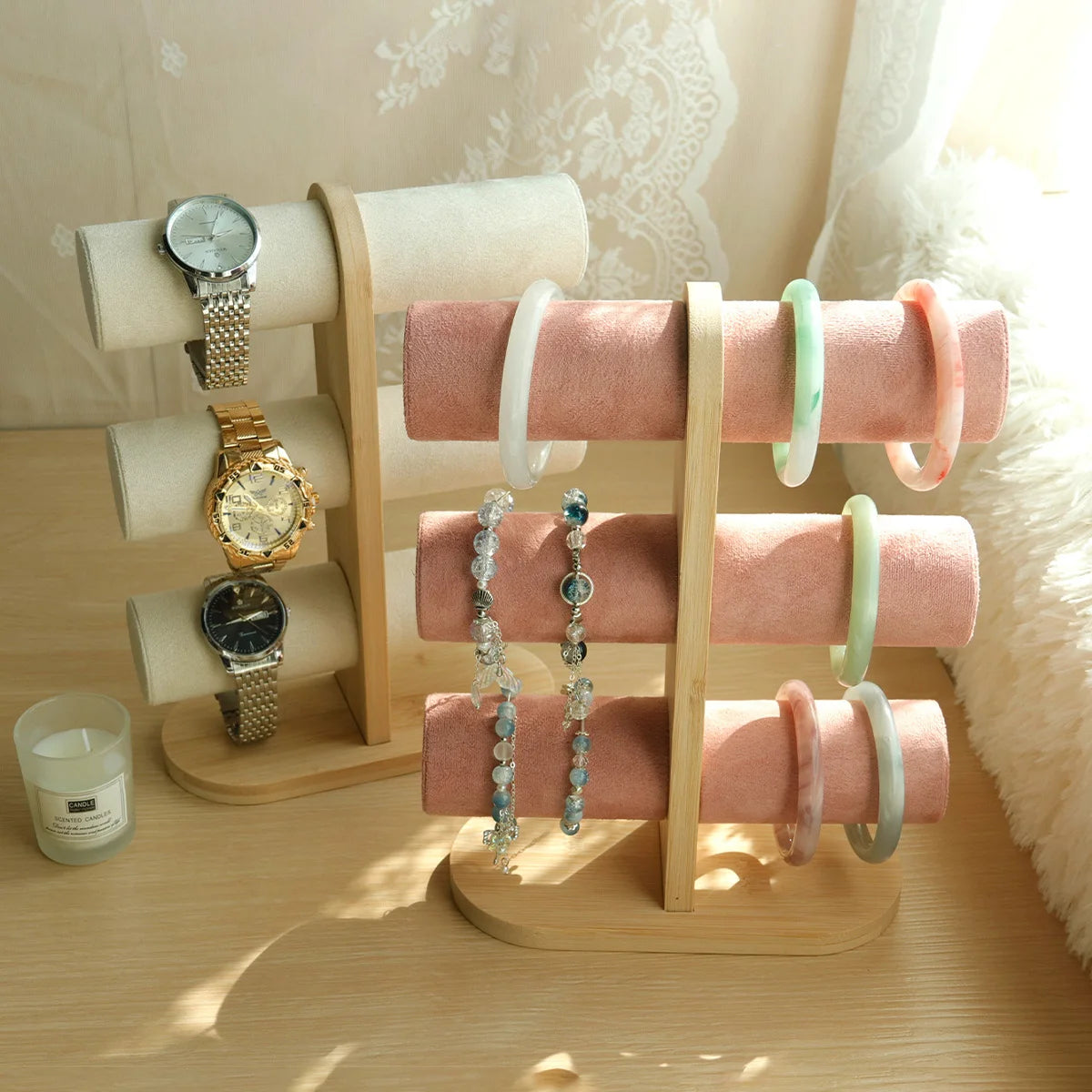 Présentoir Bracelet Montre Bois 3 Étages