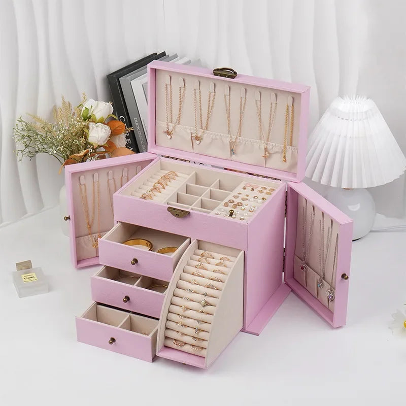 Boîte à Bijoux Cuir Grande Capacité Tiroirs
