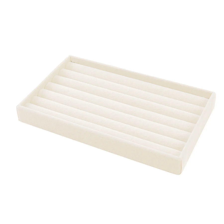 Plateau Bijoux Velours Beige Multi-Compartiments
