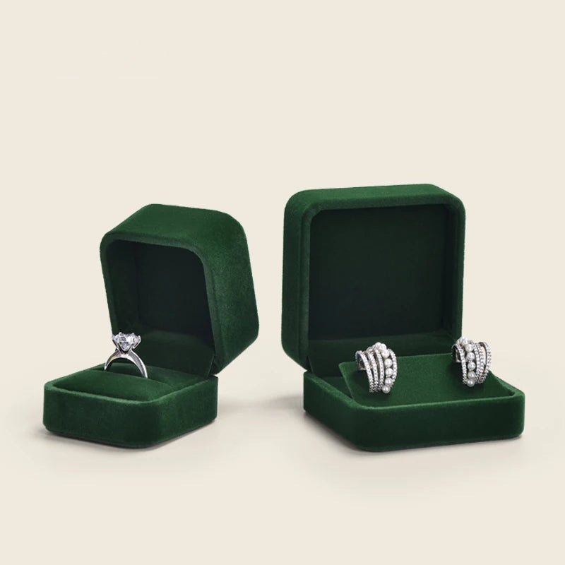 Boîte Bijoux Velours Vert Pierre Précieuse