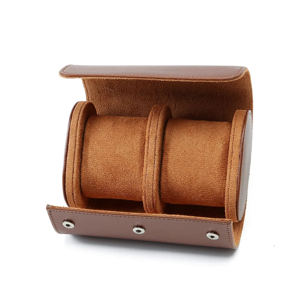 Boîte Montre Cuir Vintage Voyage Rouleau