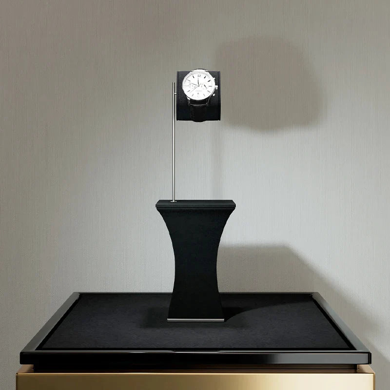 Présentoir Montre Velours Métal Brossé Vitrine