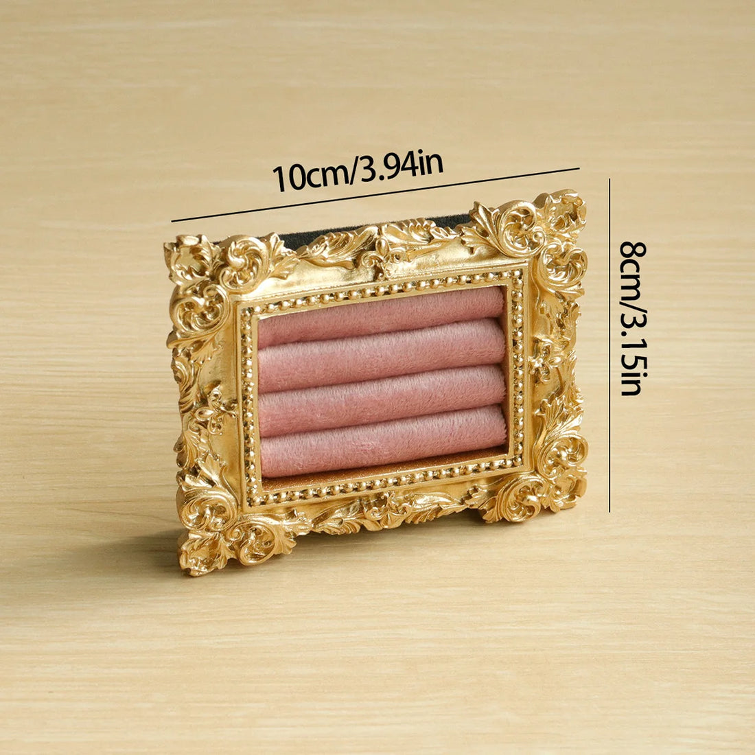 Cadre baroque doré rose – quatre rouleaux, cotes 10 x 8 cm