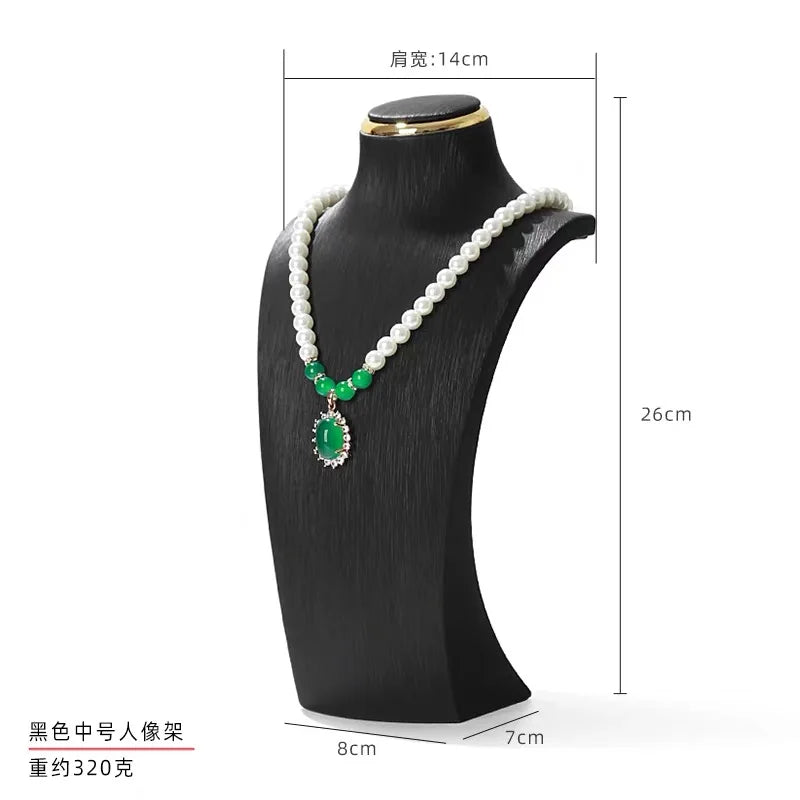 Buste Collier Cuir Simili Blanc Pendentif