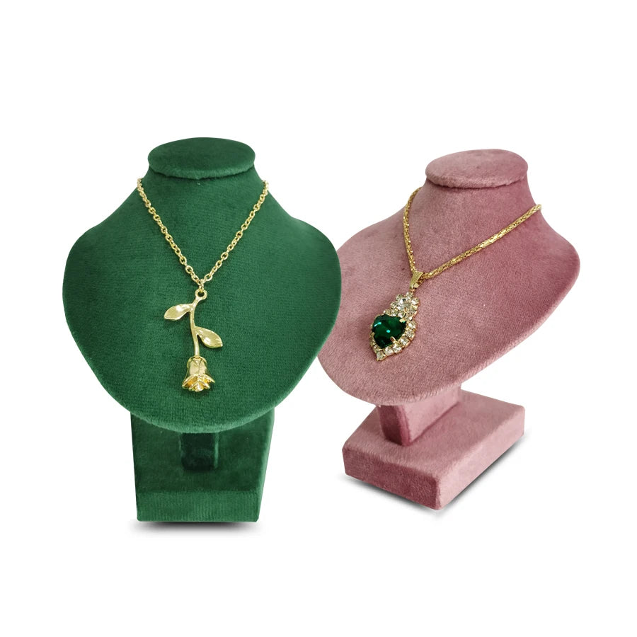 Présentoir Collier Buste Velours Plat Compact