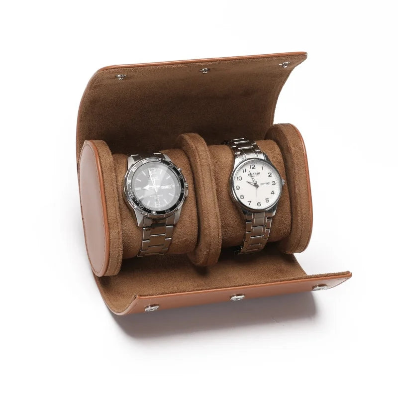 Étui Montre Cuir 2 Emplacements Luxe Voyage