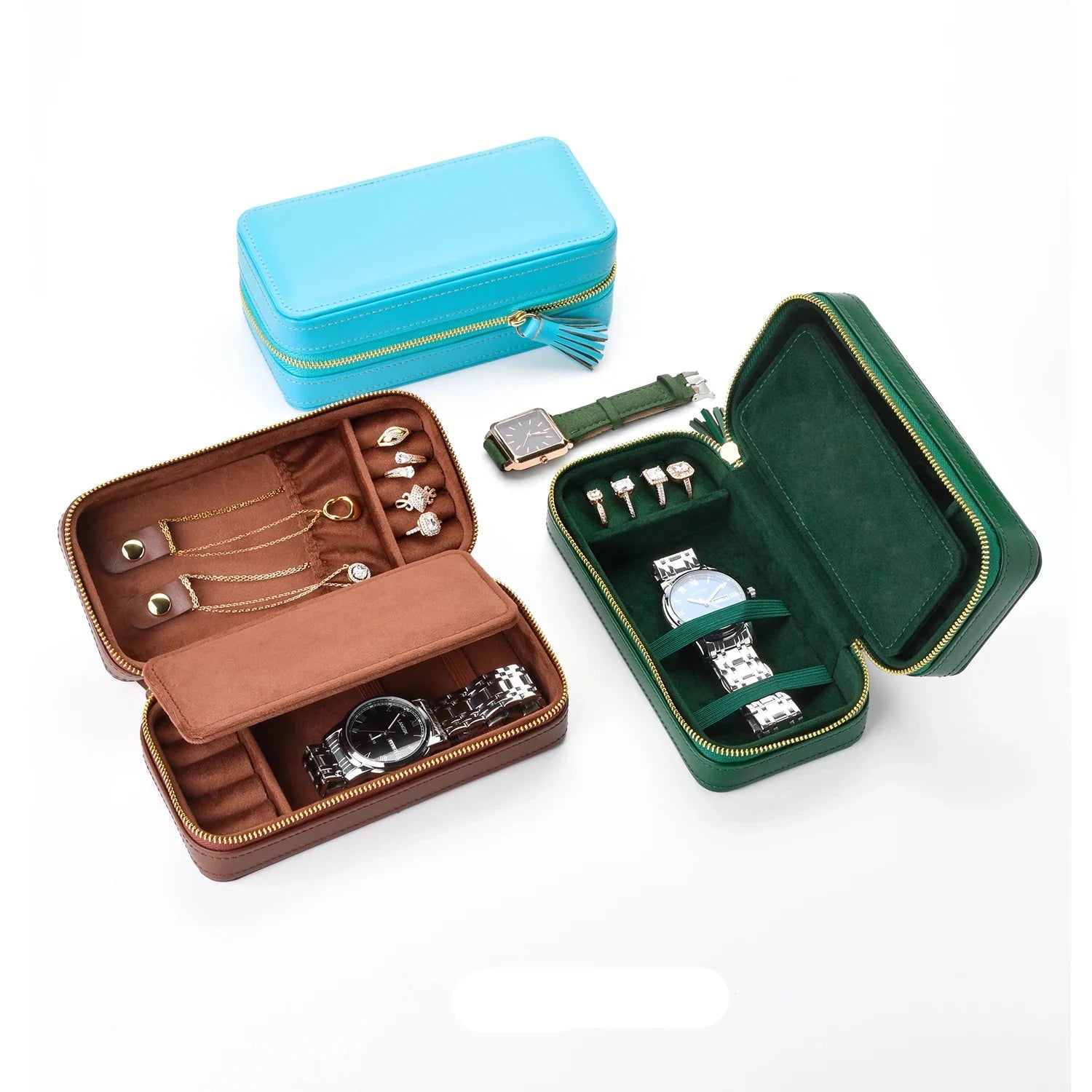 Boîte Montre Bijoux Cuir PU Velours Homme