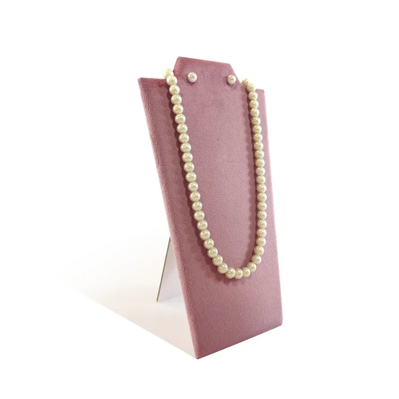 Présentoir Collier Velours Plat Rose Tendre