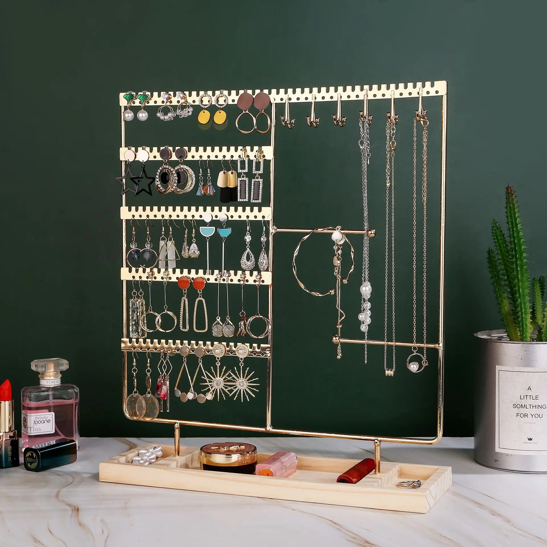 Porte Bijoux Métal Bois Arbre Multifonctionnel