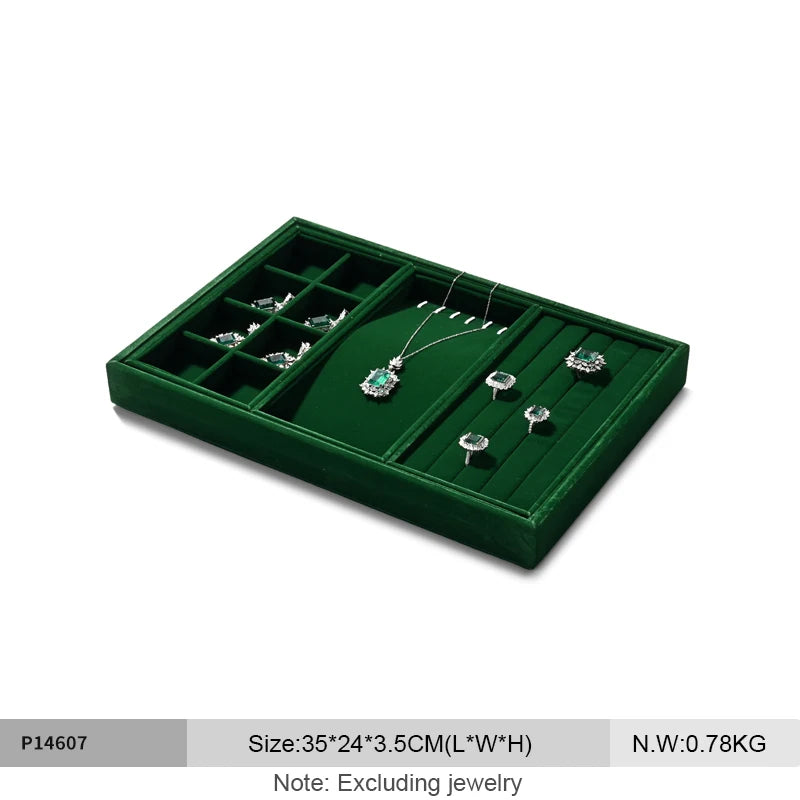 Plateau Bijoux Velours Vert Multi-Configurations