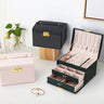 Boite Bijoux Cuir Velours 3 Niveaux Compact