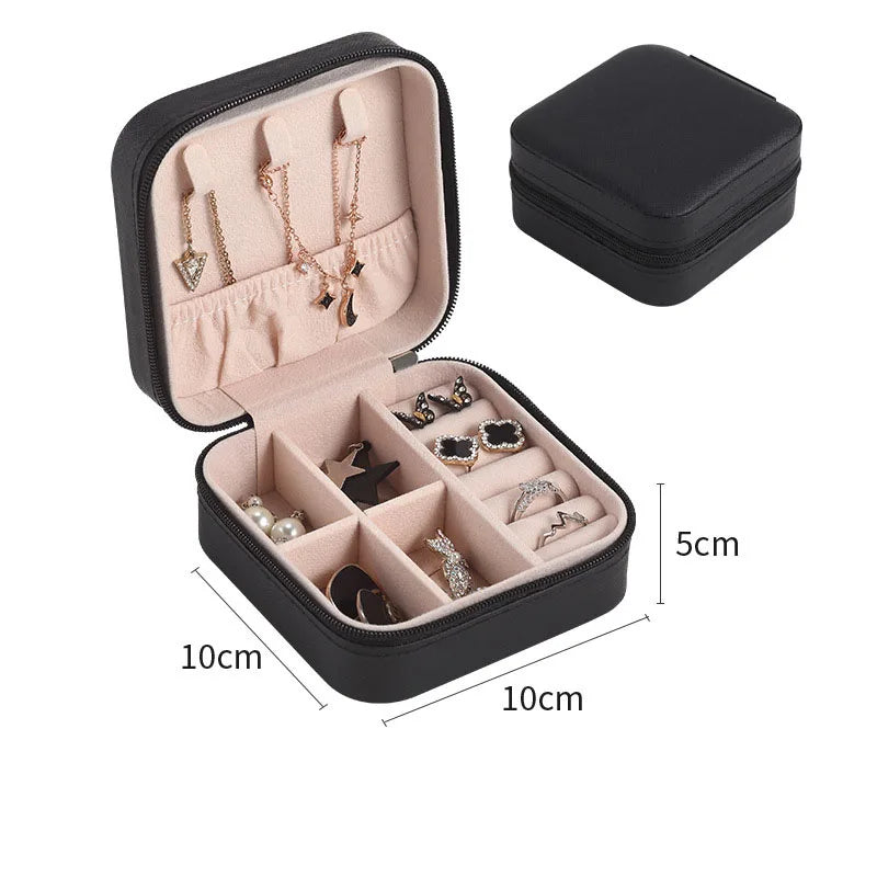 Boîte à Bijoux Cuir Ronde Voyage Compacte