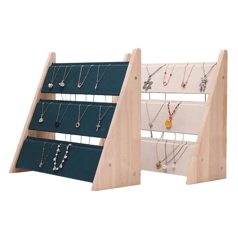 Plateau Bijoux Bois Velours 3 Etages