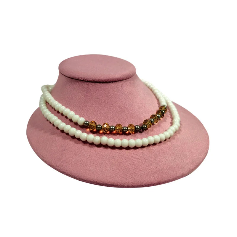 Présentoir Collier Velours Ras de Cou Rose