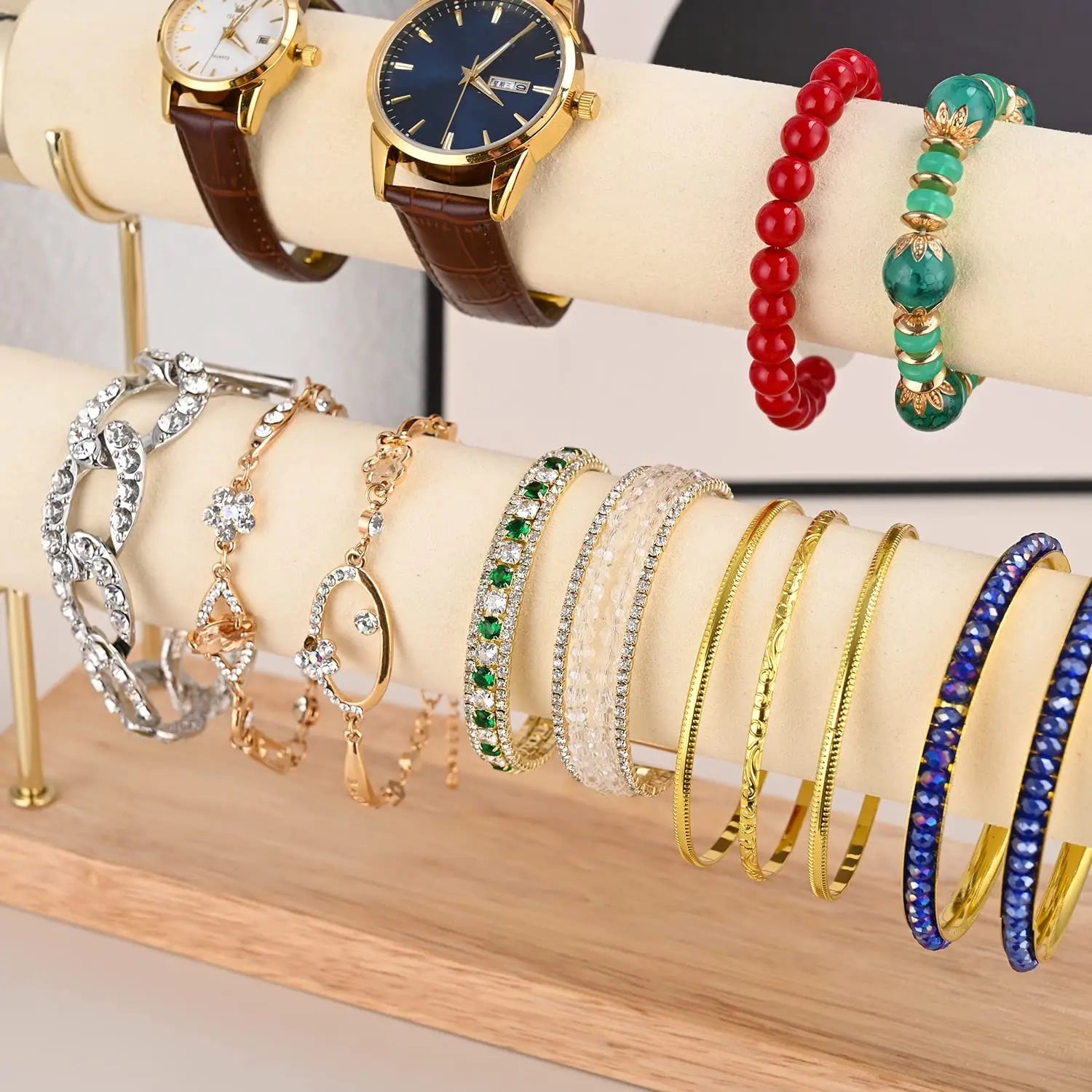 Présentoir Bracelet Velours Barre T Deux Niveaux