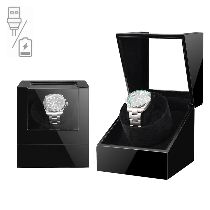 Remontoir Montre Bois Batterie Verre Vitrine