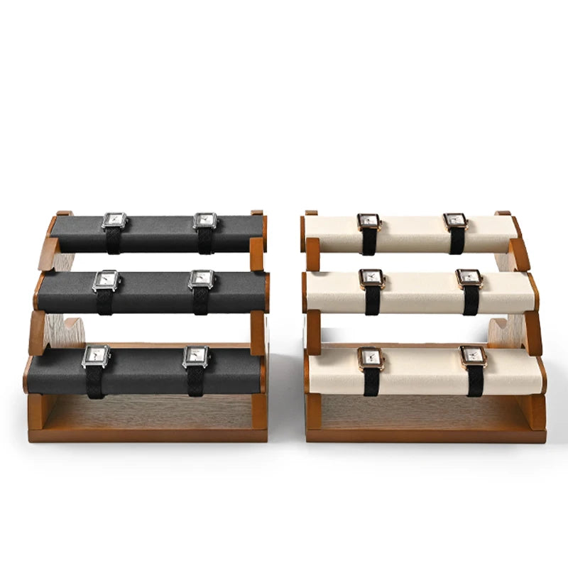 Présentoir Montre Bois 3 Couches Grande Capacité