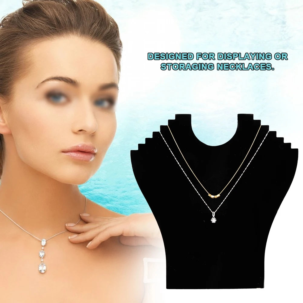 Présentoir Collier Buste Velours Noir T-shirt