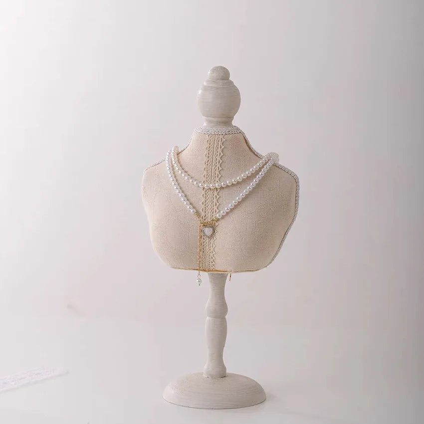 Présentoir Collier Buste Bois Bambou Élégant