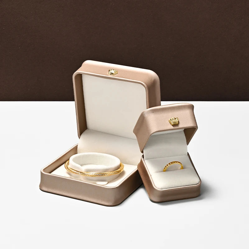 Boîte Bijoux Cuir Doré Coffret Mariage Premium