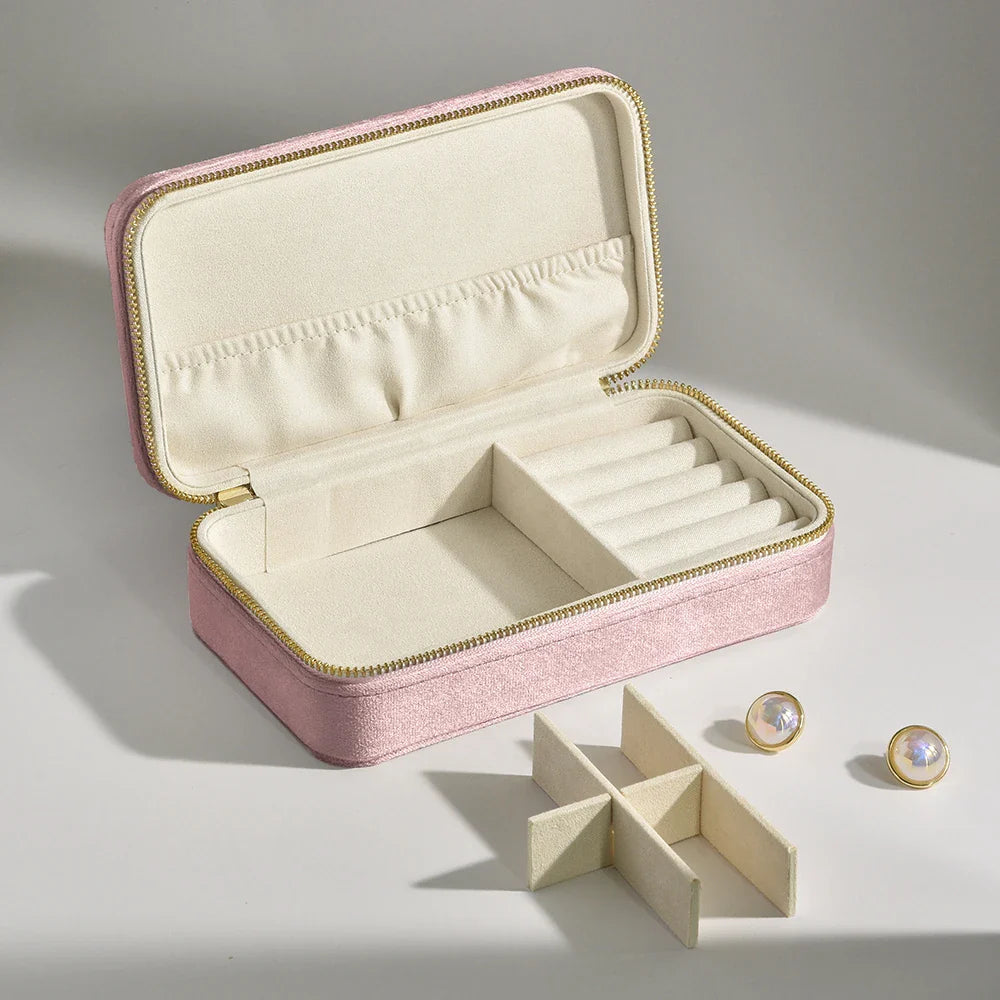 Boîte à Bijoux Velours Carrée Compartimentée
