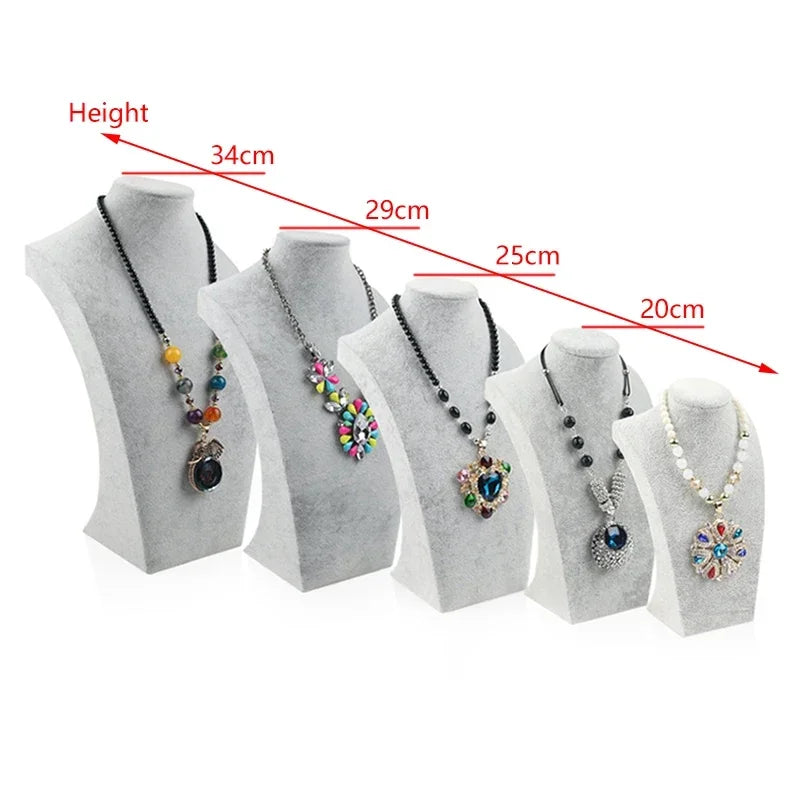 Buste Mannequin Collier Velours Pendentif Vitrine