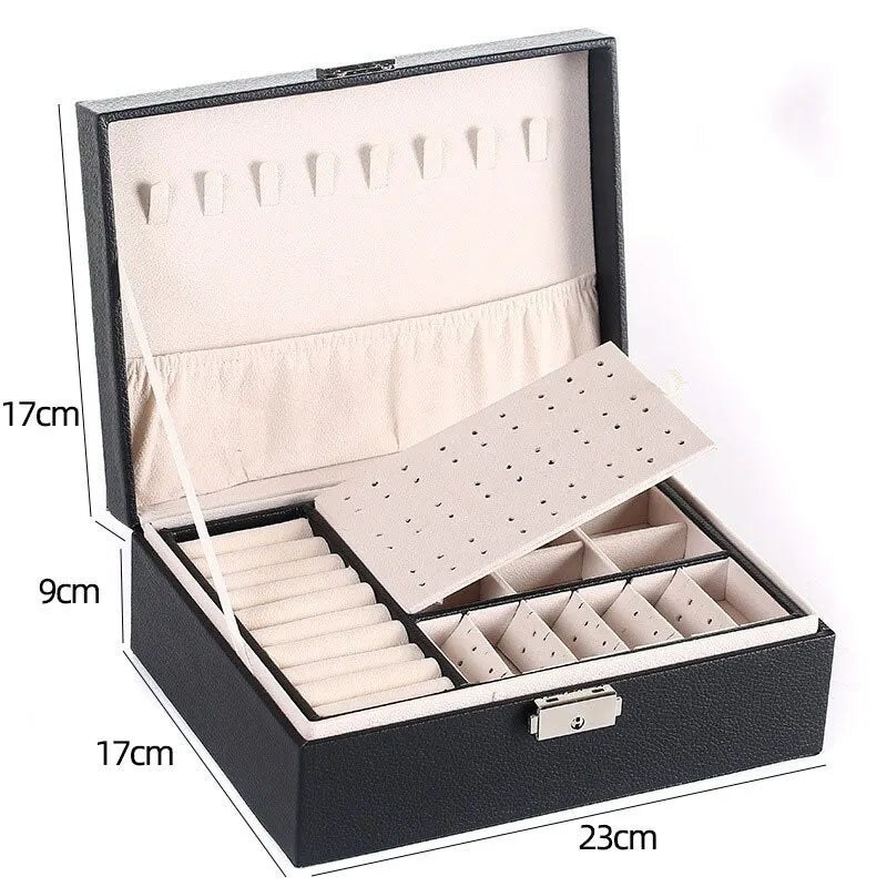 Boite Bijoux Cuir Velours Double Niveau