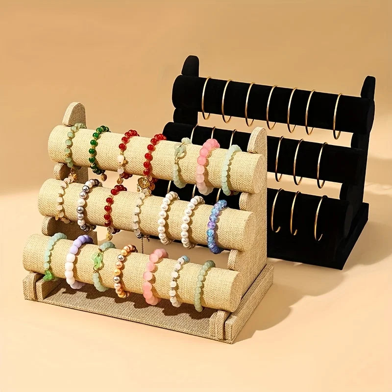 Présentoir Bois 3 Niveaux Bracelet Perles