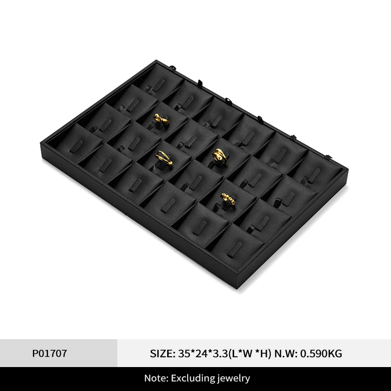 Plateau Bijoux Cuir Noir Présentoir Multifonction