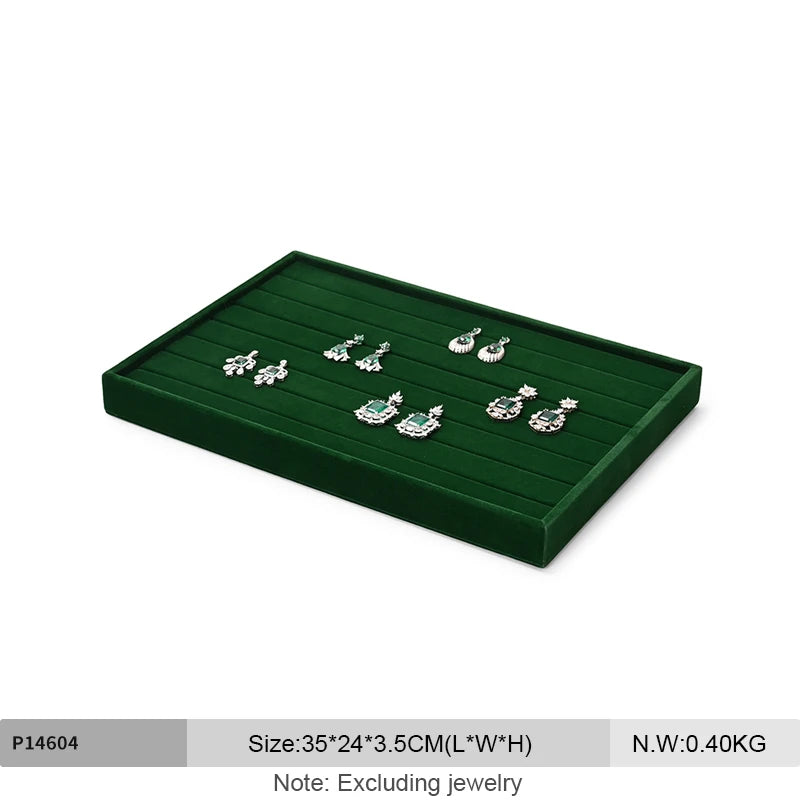 Plateau Bijoux Velours Vert Multi-Configurations